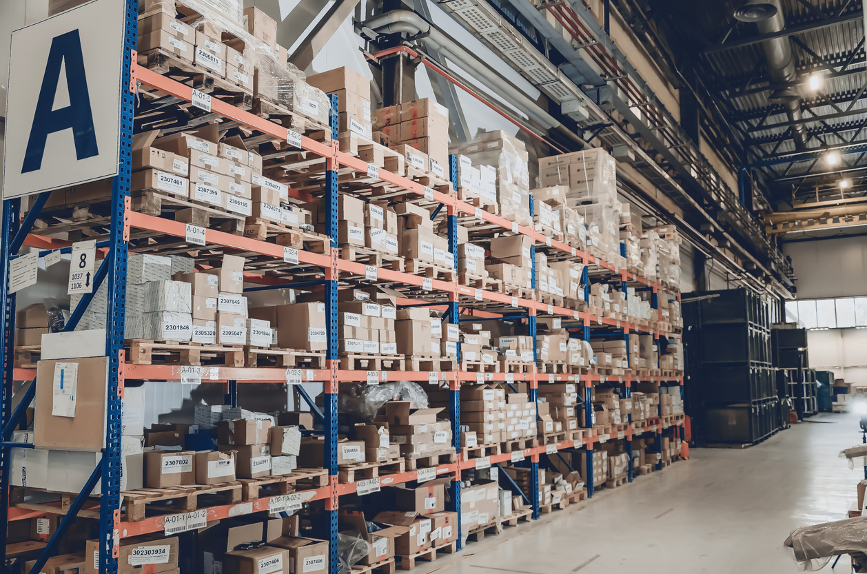 Large shelves housing many spare part | maintenance