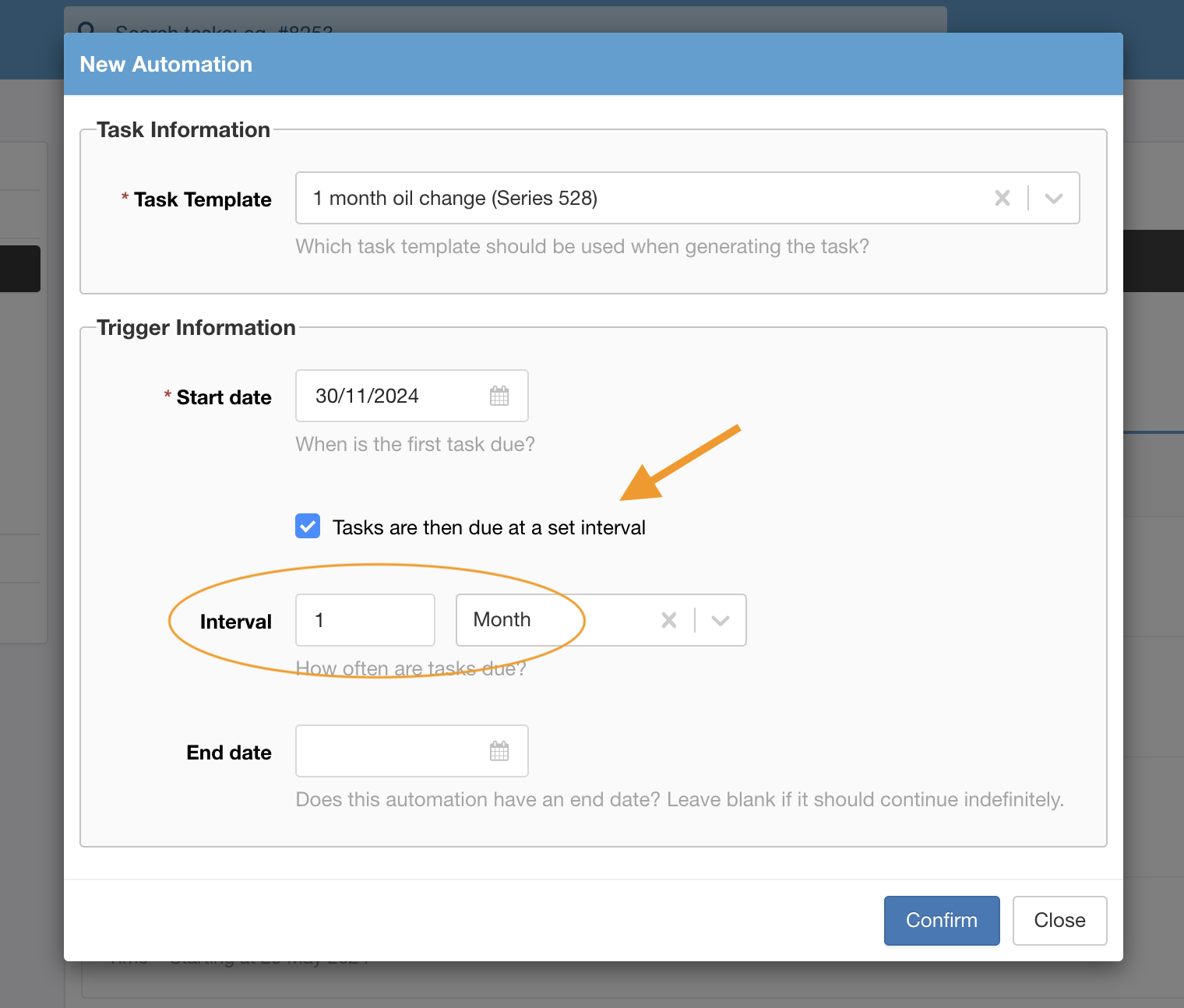 Setting up preventative maintenance with recurring interval in Maintainly | CMMS