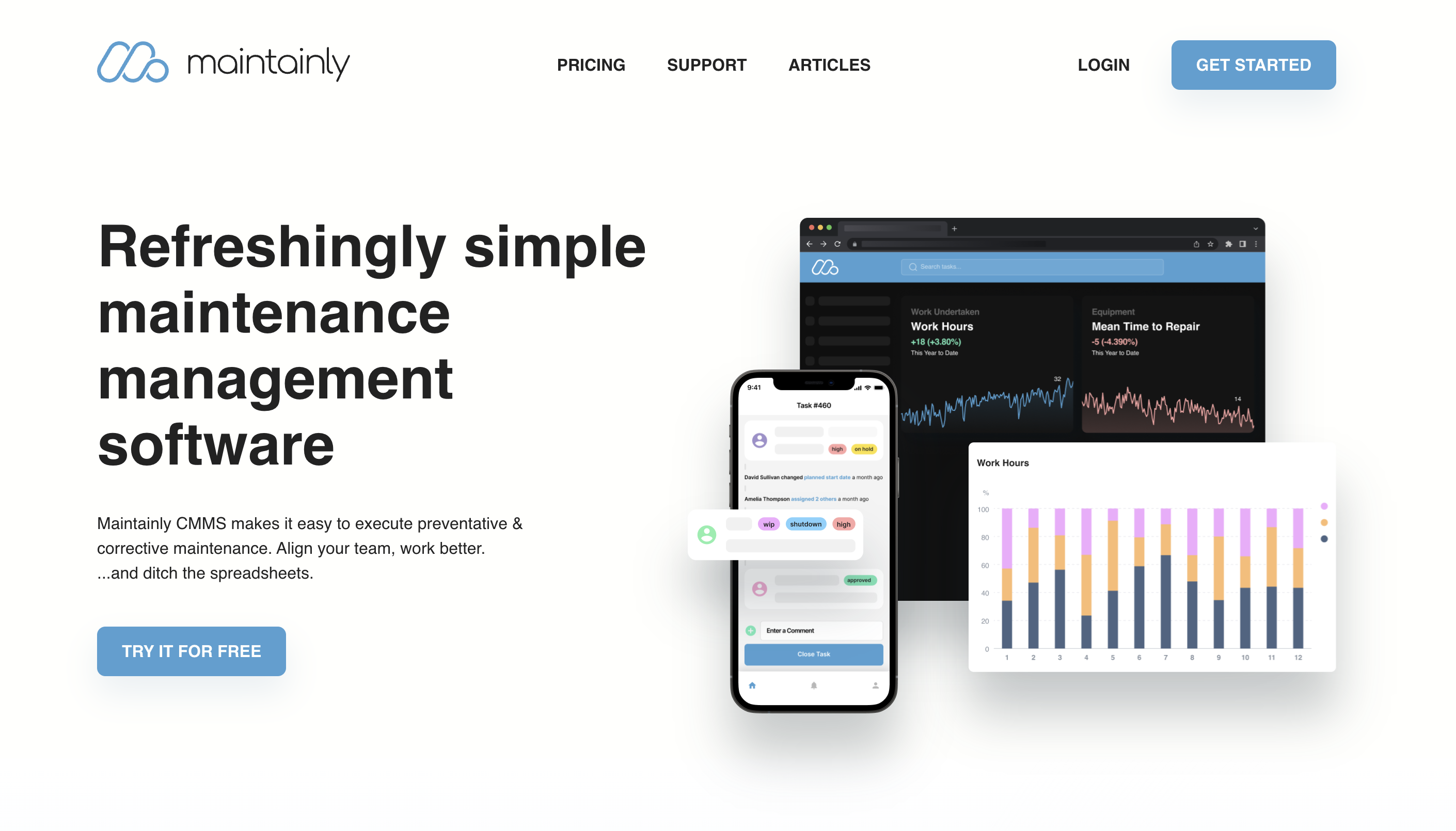 Maintainly CMMS website screenshot
