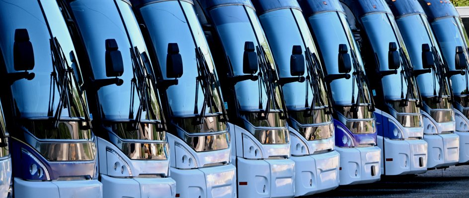 Fleet of commercial busses in maintenance yard | Preventive Maintenance
