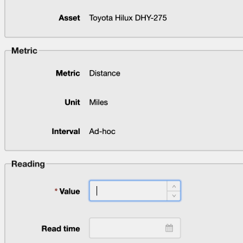 CMMS | Maintainly screenshot of metric reading entry