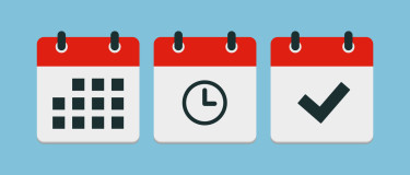 CMMS | three calendars with dates, time and check tick