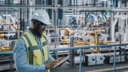 Maintenance worker with mobile cmms at a facility | Maintainly