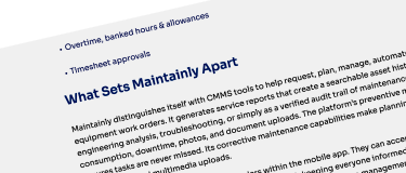 CMMS | Maintainly review from leading CMMS review website