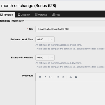 Maintainly CMMS task template for oil change PM | CMMS