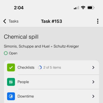 Mobile CMMS work order showing number of checklist items completed | Maintainly